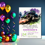9th Birthday Monster Truck Smash Crash Boy Kids Invitation<br><div class="desc">9th Birthday Monster Truck Smash Crash Boy Kids Invitation Invite Printable Instant Download Digital Einvitation Evite features a watercolor monster truck driving through the dirt with the text "Smash and Crash it's a monster truck bash" in modern typography script. Perfect for kids nineth birthday party celebrations. Send in the mail...</div>