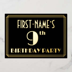 9th Birthday Party: Art Deco Look “9”, w/ Name