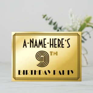 9th Birthday Party — Art Deco Style “9” & Name