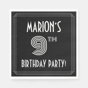 9th Birthday Party: Art Deco Style + Custom Name Napkin