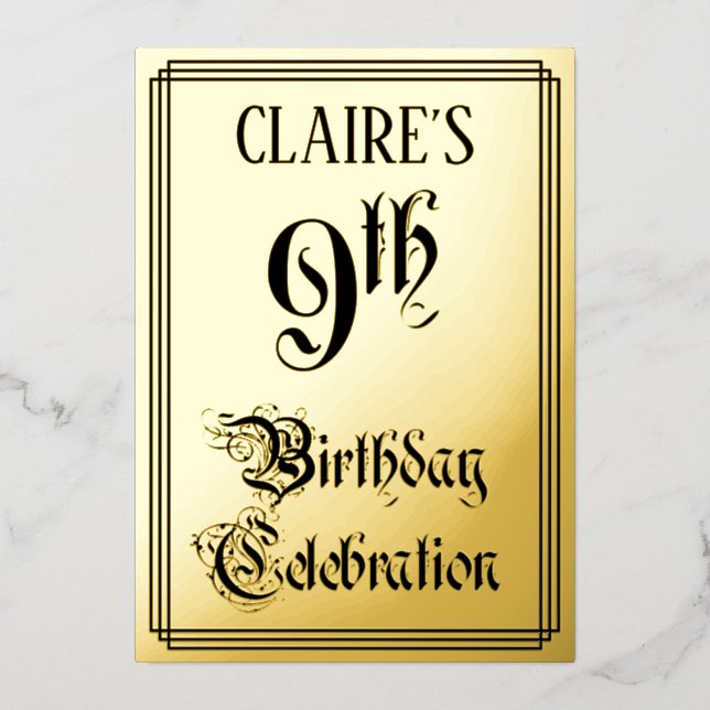 9th Birthday Party — Elegant Script + Custom Name (Front)