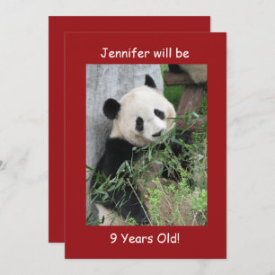 9th Birthday Party, Name, Giant Pandas Red Invitation