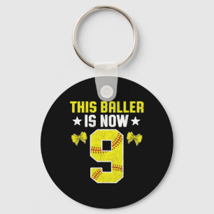 9th Birthday Party Softll Player This Ller Is Now Keychain