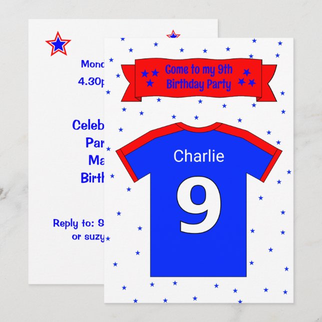 9th birthday personalized party invitation (Front/Back)