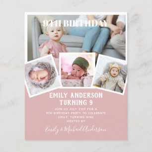 9TH Birthday Photo Collage Invite Boy Girl Mixed Flyer