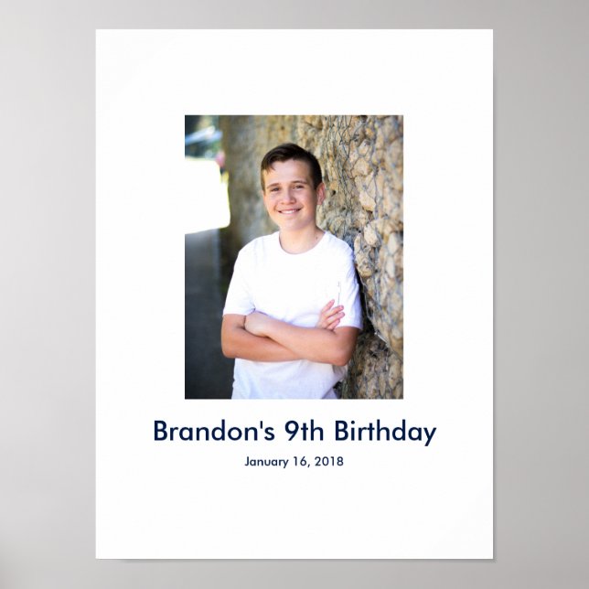 9th Birthday photo custom Sign In Party Board nine (Front)