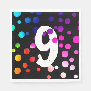9th Birthday Rainbow Dots  Napkin