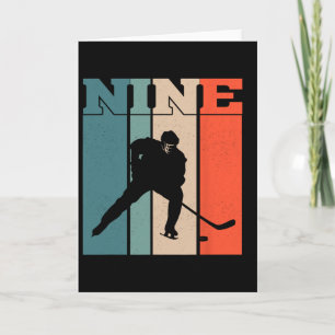 9th Birthday Retro Ice Hockey 9 Years Old Boy Girl Card