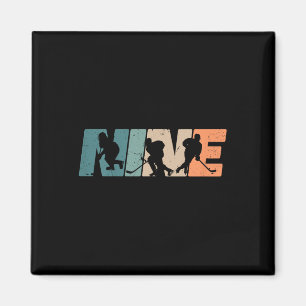 9th Birthday Retro Ice Hockey 9 Years Old Boy Girl Magnet