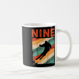 9th Birthday Retro Ski Skiing 9 Year Old Boys Girl Coffee Mug