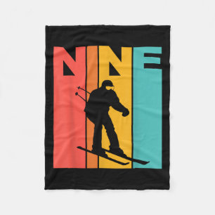 9th Birthday Retro Skiing 9 Year Old Boys Birthday Fleece Blanket