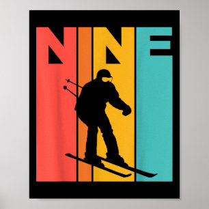9th Birthday Retro Skiing 9 Year Old Boys Birthday Poster
