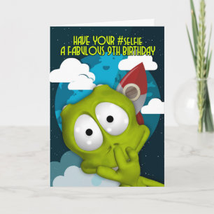 9th Birthday #Selfie Birthday Card