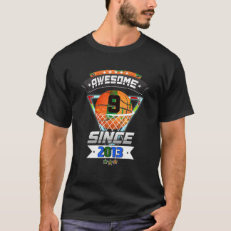 9th Birthday Shirt Basketball Player 9 Years Old B