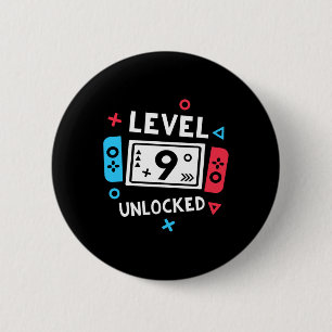 9th Birthday Shirt Boy Level 9 Unlocked Video Game 2 Inch Round Button