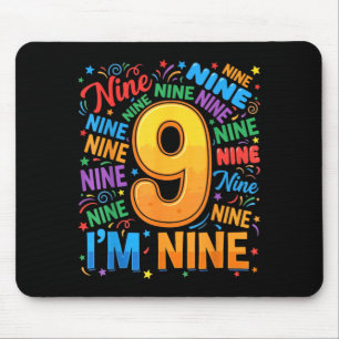 9th Birthday Shirt Boys 9yr 9 Nine Year Old Girls Mouse Pad