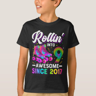 9th Birthday Shirt Girl Nine 9 Year Old Roller Ska