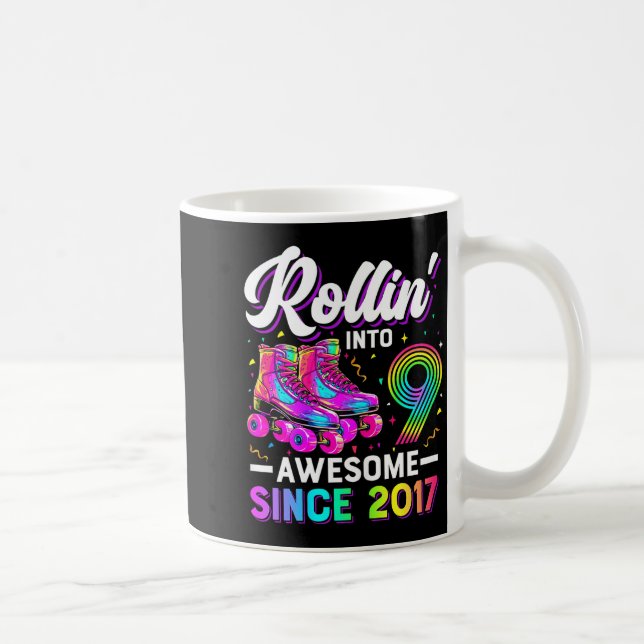 9th Birthday Shirt Girl Nine 9 Year Old Roller Ska Coffee Mug (Right)