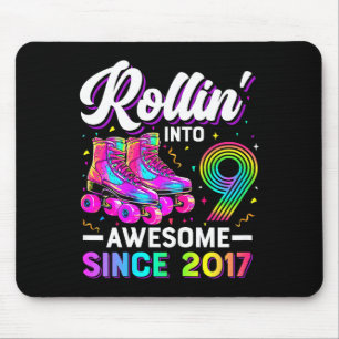 9th Birthday Shirt Girl Nine 9 Year Old Roller Ska Mouse Pad