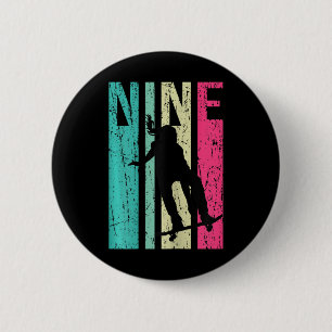 9th Birthday Skater Girl Skateboarding Skating 9 Y 2 Inch Round Button