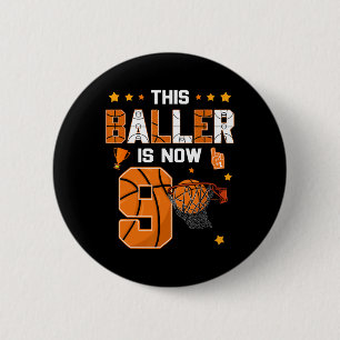 9th Birthday Sketll This Ller Is Now Nine Years Ol 2 Inch Round Button