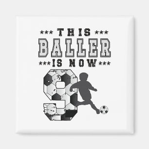 9th Birthday Soccer Boy Nine Year Old Soccer Playe Magnet