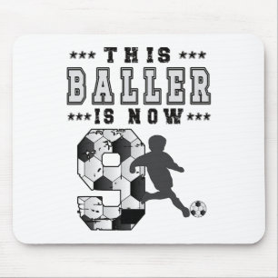 9th Birthday Soccer Boy Nine Year Old Soccer Playe Mouse Pad