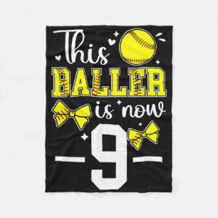9th Birthday Softll Girl Nine Year Old Softll Play Fleece Blanket