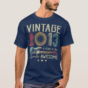 9th Birthday Womens Mens Vintage Awesome 2013 Guit T-Shirt