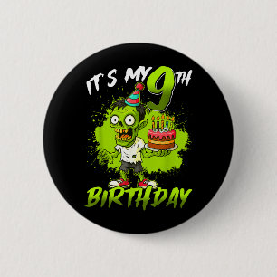 9th Birthday Zombie 9 Years Old Happy Halloween 2 Inch Round Button