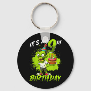 9th Birthday Zombie 9 Years Old Happy Halloween Keychain