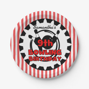 9th Bowling Sports Birthday Paper Plates