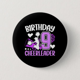 9th Cheer Birthday Party 9 Year Old Cheerleader _1 2 Inch Round Button