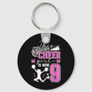 9th Cheer Birthday Party 9 Year Old Cheerleader Keychain