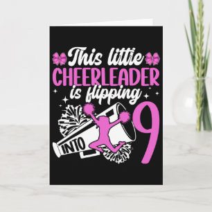 9th Cheer Birthday Party Nine Year Old Cheerleader Card