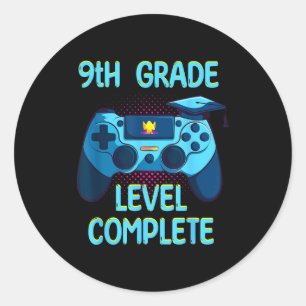 9th grade level complete last day of school funny classic round sticker