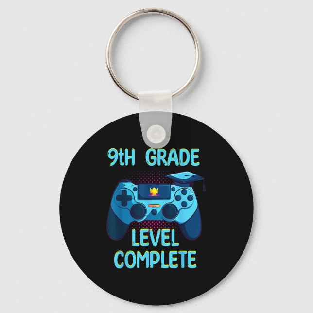 9th grade level complete last day of school funny keychain (Front)