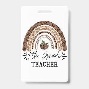 9th grade teacher leopard rainbow Thanksgiving day Badge