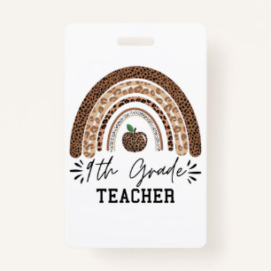 9th grade teacher leopard rainbow Thanksgiving day Badge