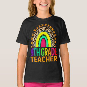 9th Grade Teacher Rainbow Leopard Back To School T-Shirt