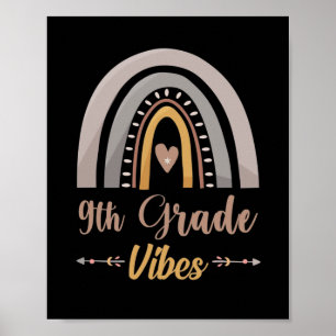 9th Grade Vibes Rainbow Ninth Grade Back to School Poster