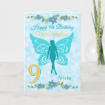 9th Granddaughter Blue Fairy Birthday Card<br><div class="desc">A Pretty blue Fairy 9th birthday card features a blue fairy on a cloudy blue background and a large yellow number 9 on the front of the card. This card can be personalized from Grandaughter , to God daughter , to Daughter, Sister , or Cousin or the wording removed if...</div>