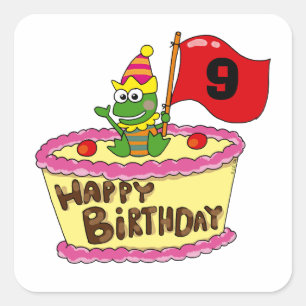 9th happy birthday square sticker
