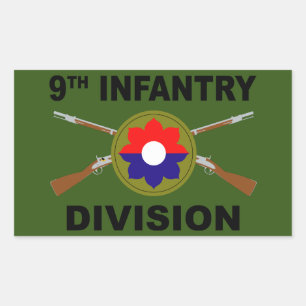 9th Infantry Division - Crossed Rifles - With Text Sticker