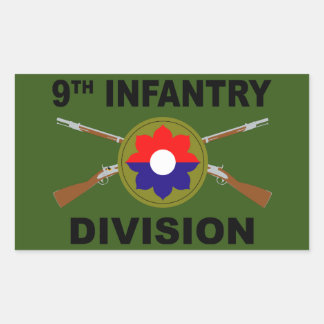 9th Infantry Division - Crossed Rifles - With Text Sticker