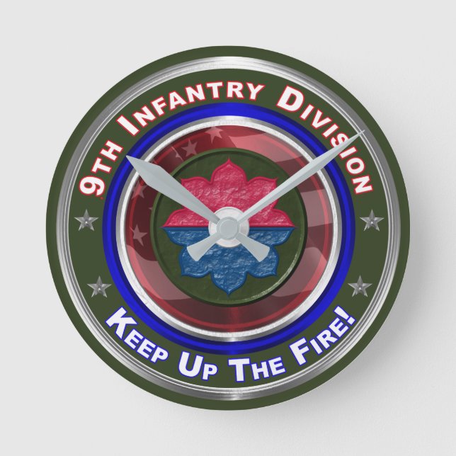 9th Infantry Division Keepsake Round Clock (Front)