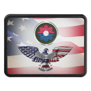 9th Infantry Division with American Flag Trailer Hitch Cover