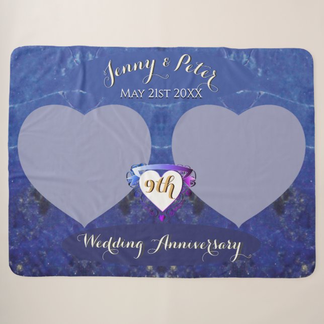 9th Lapis Photos Wedding AnniversarySherpa Blanket (Front (Horizontal))