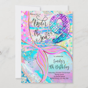 9th Mermaid Birthday Under the Sea Invitation