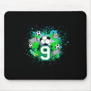 9th Soccer Birthday Party 9 Year Old Soccer Player Mouse Pad